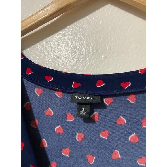 Torrid Women's Navy Blue Heart Midi Flutter Sleeve Dress Size 3x - Picture 5 of 8